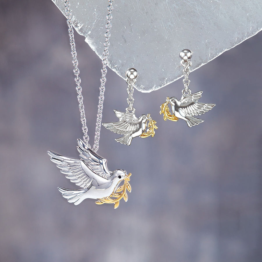 Dove Of Peace Necklace & Earrings Set
