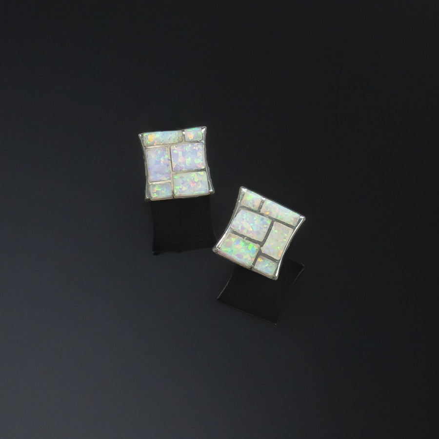 Leon Nussbaum's Opal And Sterling Silver Square Earrings