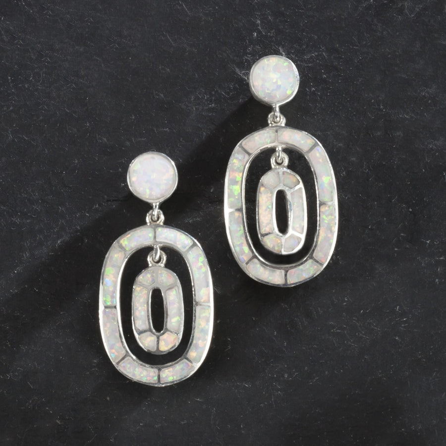Dazzling Double Oblong Opal Earrings