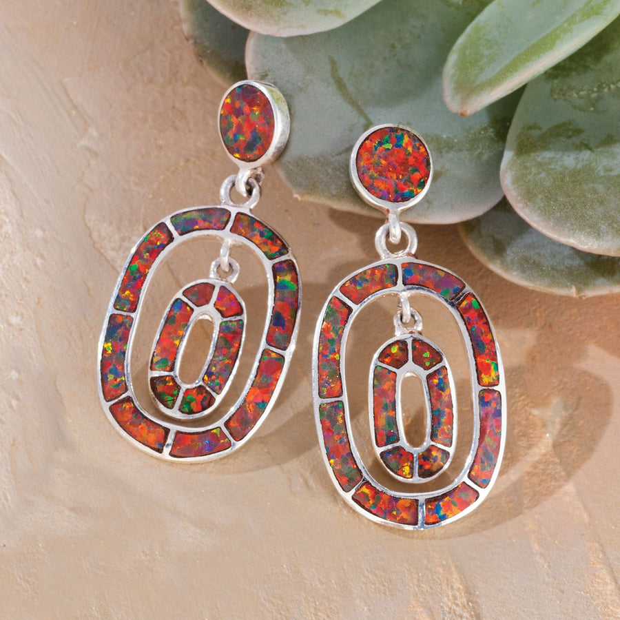 Leon Nussbaum's Dazzling Mexican Fire Opal Multi-Circle Earrings