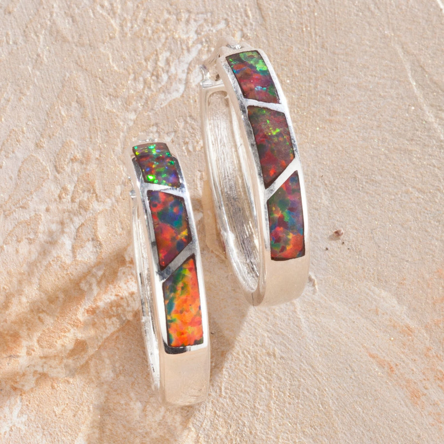 Leon Nussbaum's Dazzling Mexican Fire Opal Hoop Earrings