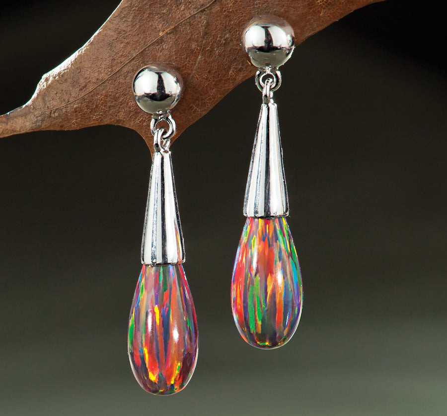 Leon Nussbaum's Sterling Silver And Mexican Opal Teardrop Earrings