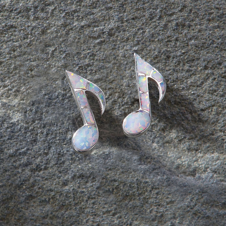 Leon Nussbaum's Opal And Sterling Silver Music Note Earrings