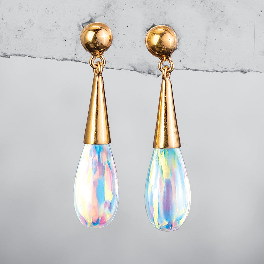 Leon Nussbaum's Gold Opal Teardrop Earrings