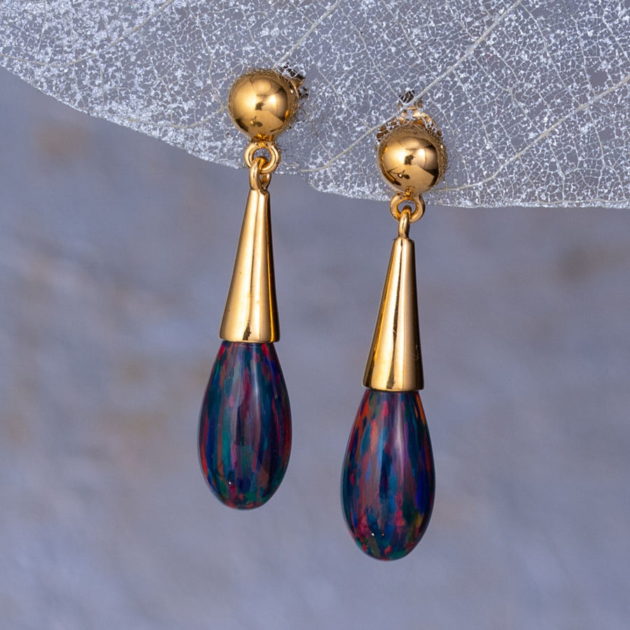 Leon Nussbaum's Gold Black Opal Teardrop Earrings