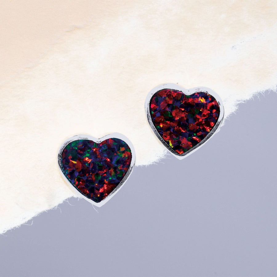 Leon Nussbaum's Black Opal Heart Stud Earrings