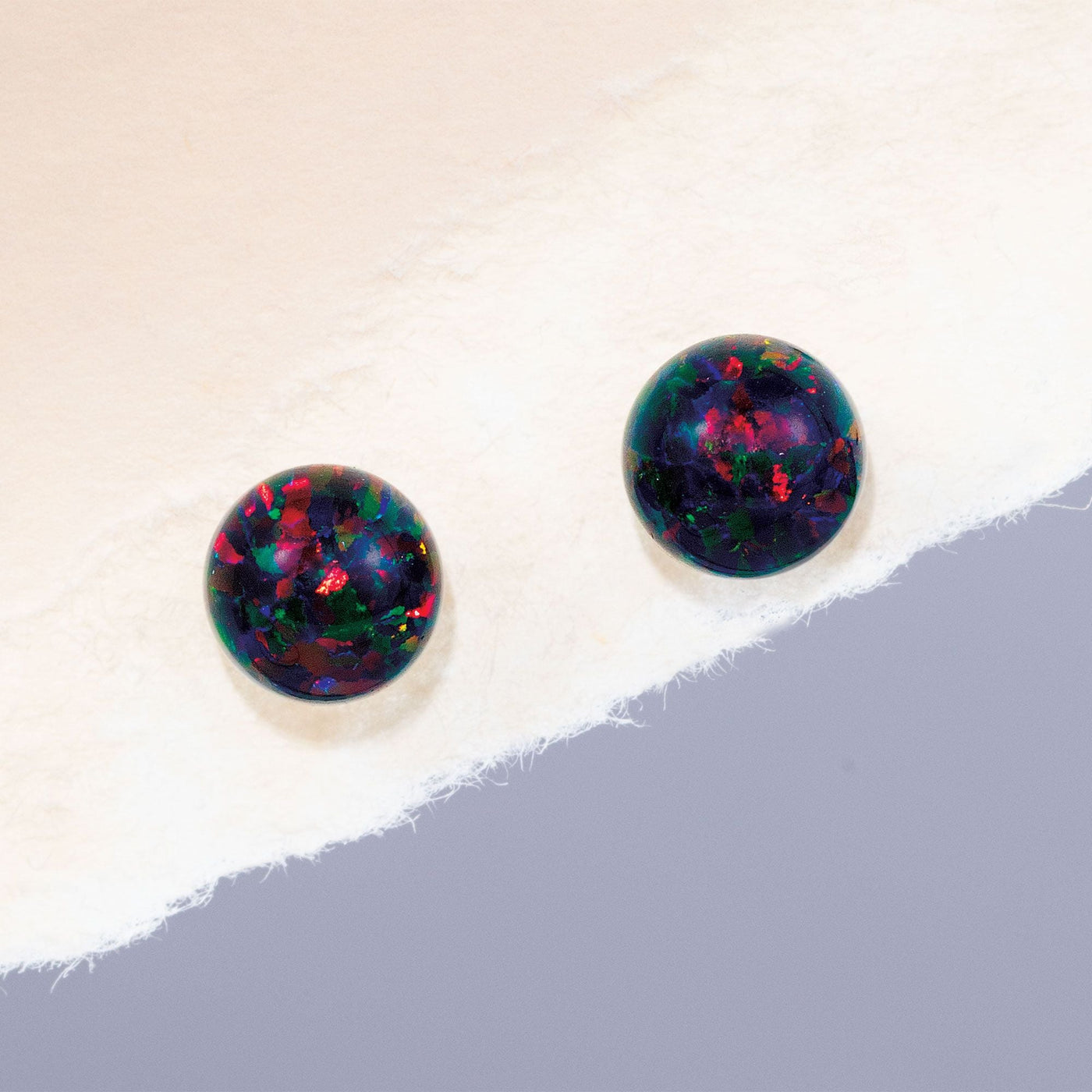 Black Opal Ball Earrings