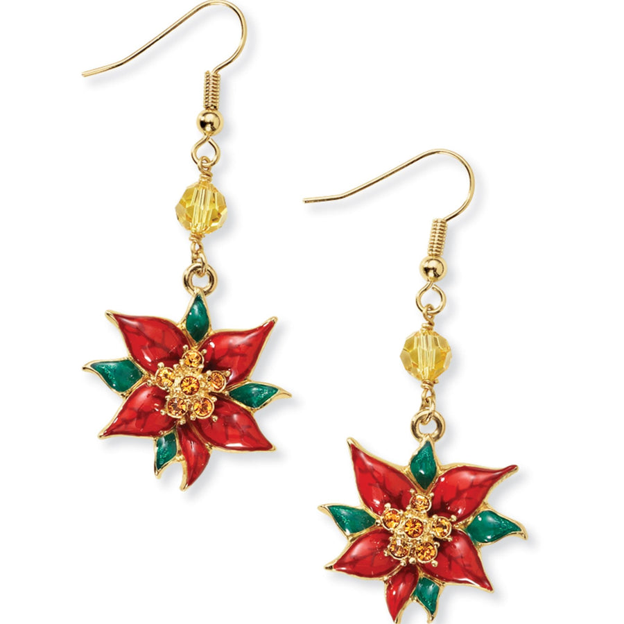 Poinsettia Earrings with Swarovski Crystals
