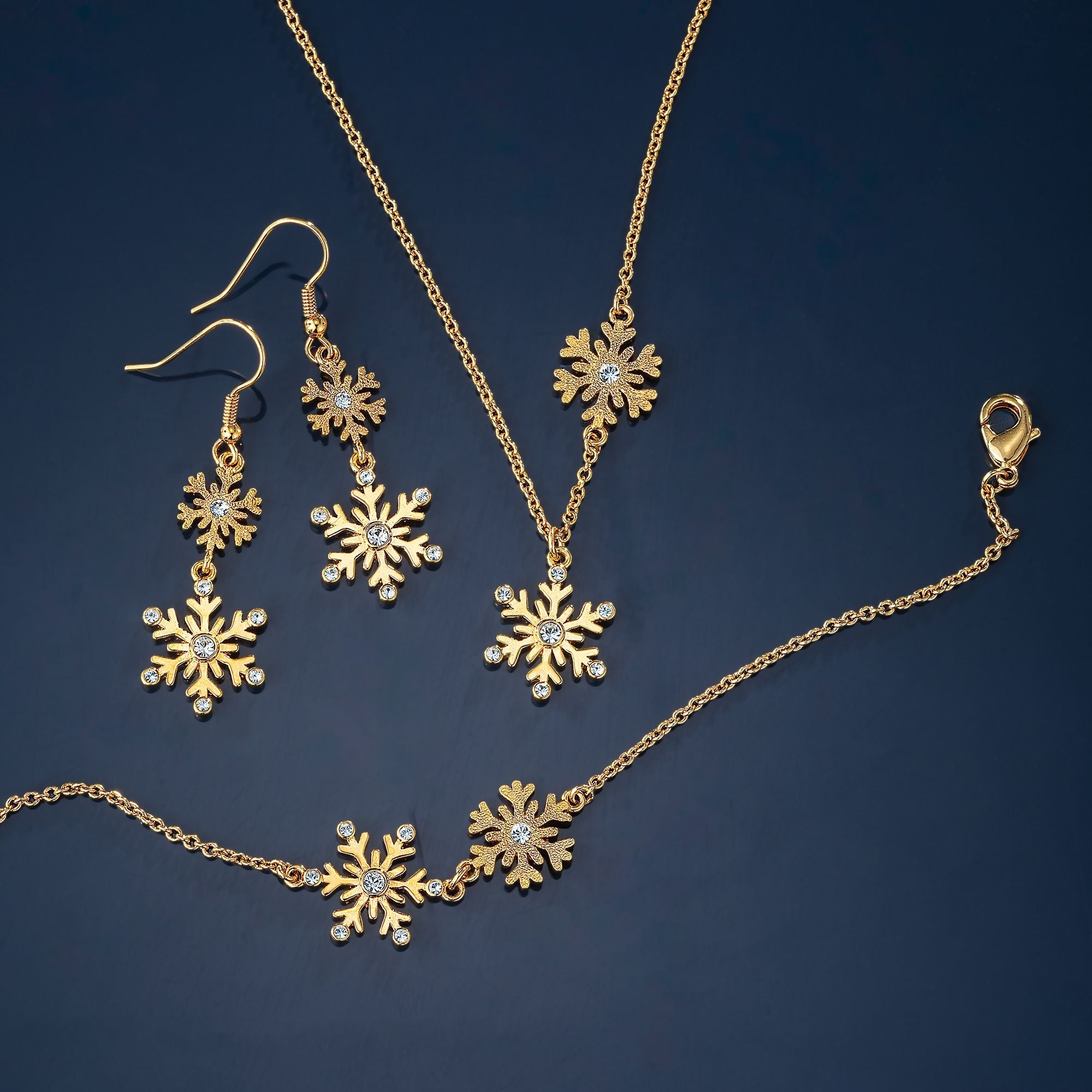 Gold Plated & Genuine Crystal Snowflake Pendant outlet