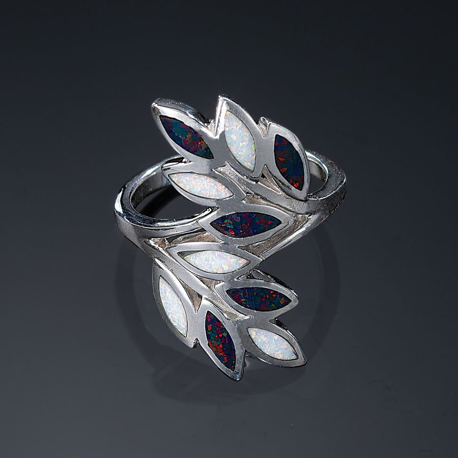 Leon Nussbaum's Black & White Opal Leaves Ring