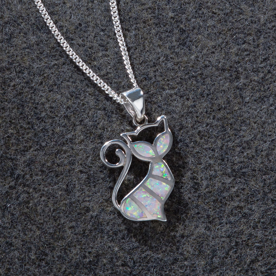 Leon Nussbaum's Opal and Sterling Silver Cat Necklace