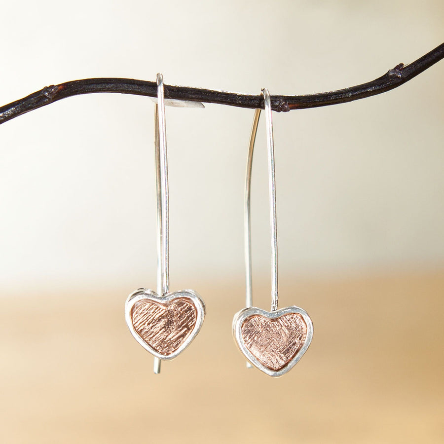 Avi's Sterling Silver & Rose Gold Heart Earrings