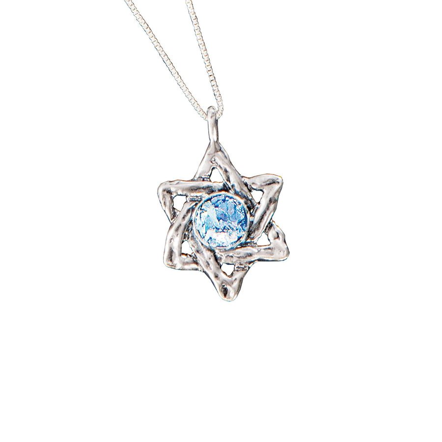 Roman Glass Star Of David Pendant Necklace