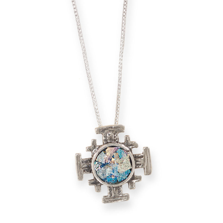 Luli's Roman Glass Jerusalem Cross Necklace