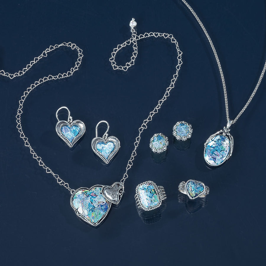 Luli's Roman Glass Bordered Heart Earrings