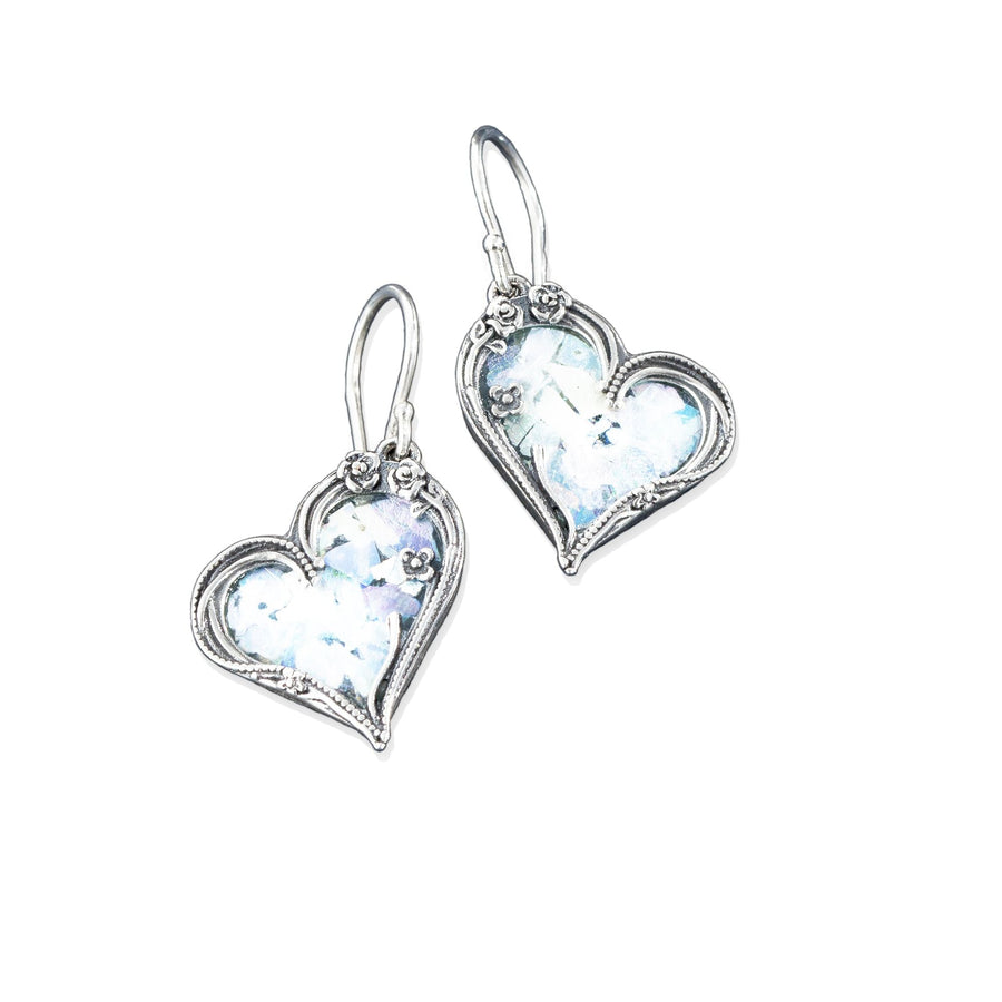 Luli's Roman Glass Heart Earrings