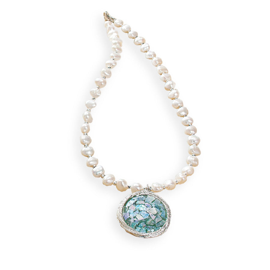 Luli's Roman Glass & Freshwater Pearl Necklace