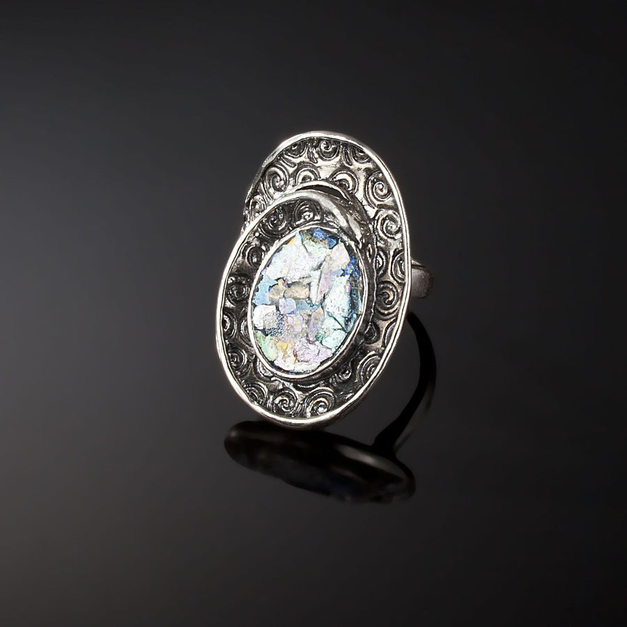 Luli's Roman Glass Swirling Adjustable Ring