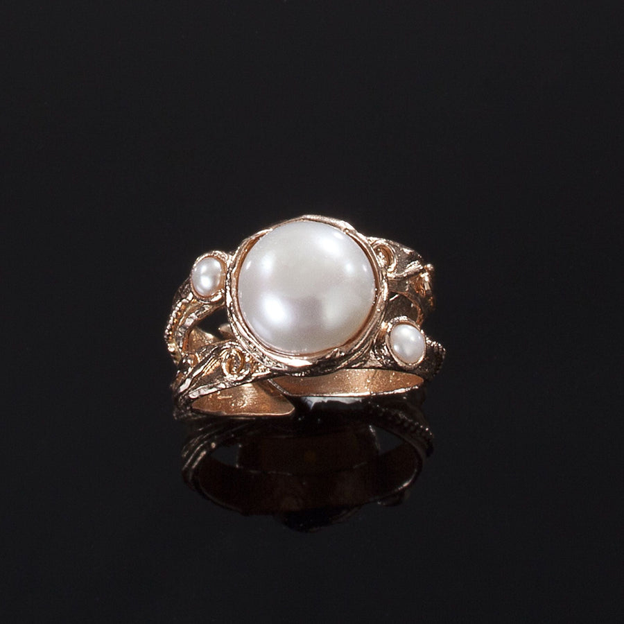 Avi's Rose Gold Adjustable Ring With Freshwater Pearl