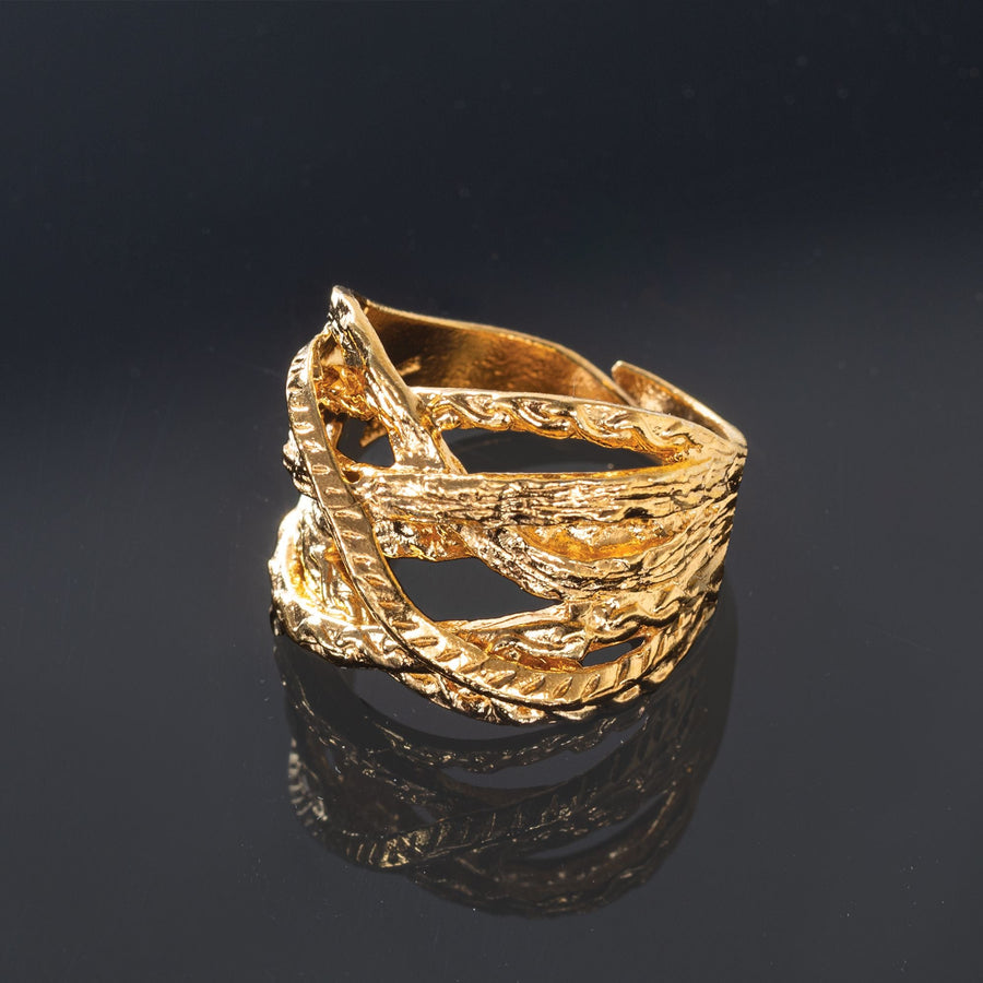 Avi's Sterling Silver Gold Overlay Braided Adjustable Ring