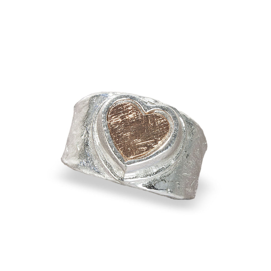 Avi's Sterling Silver & Rose Gold Heart Adjustable Ring