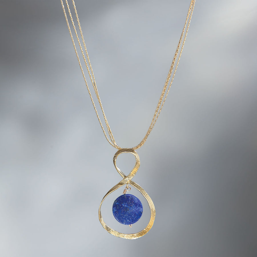 Avi's Lapis Stone & Gold Infinity Necklace