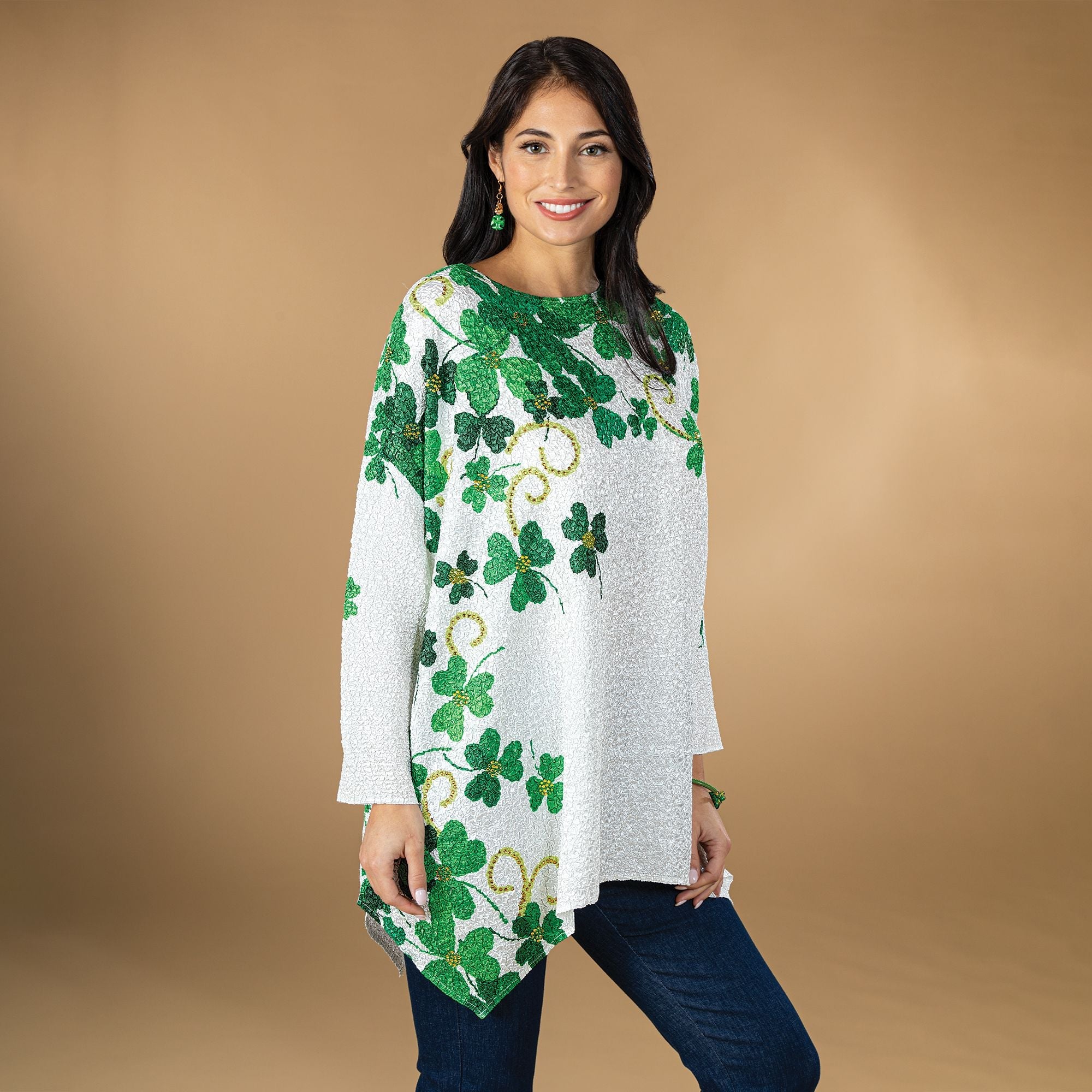 Best Of Luck Shamrock Crinkle Tunic