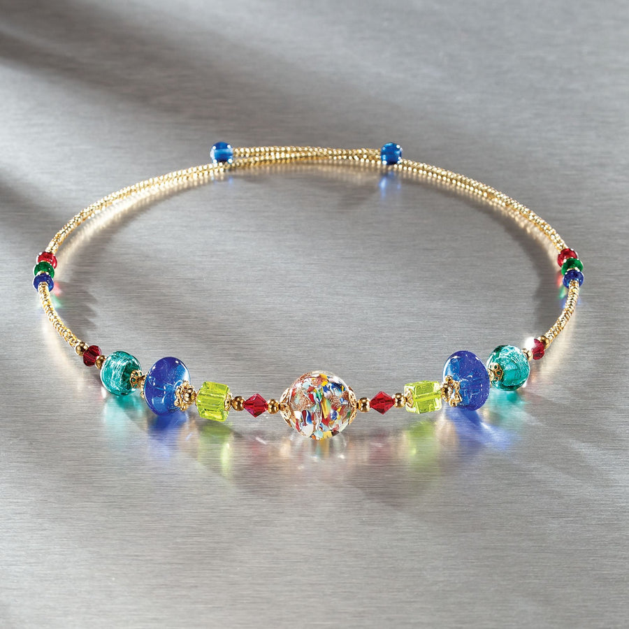 Murano Glass Multi Color Memory Wire Necklace