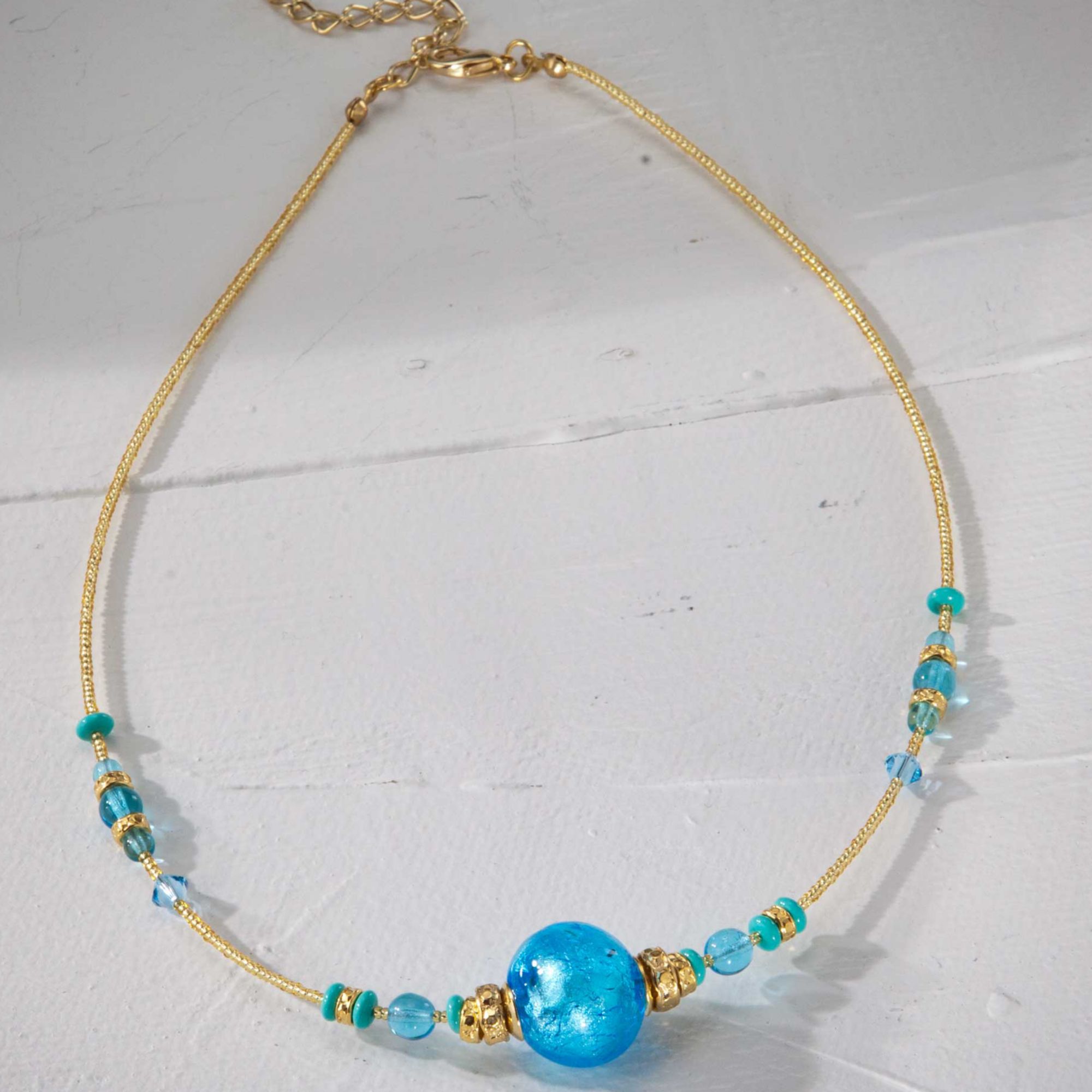 Murano Glass Sky Blue Ball Necklace (Preorder)