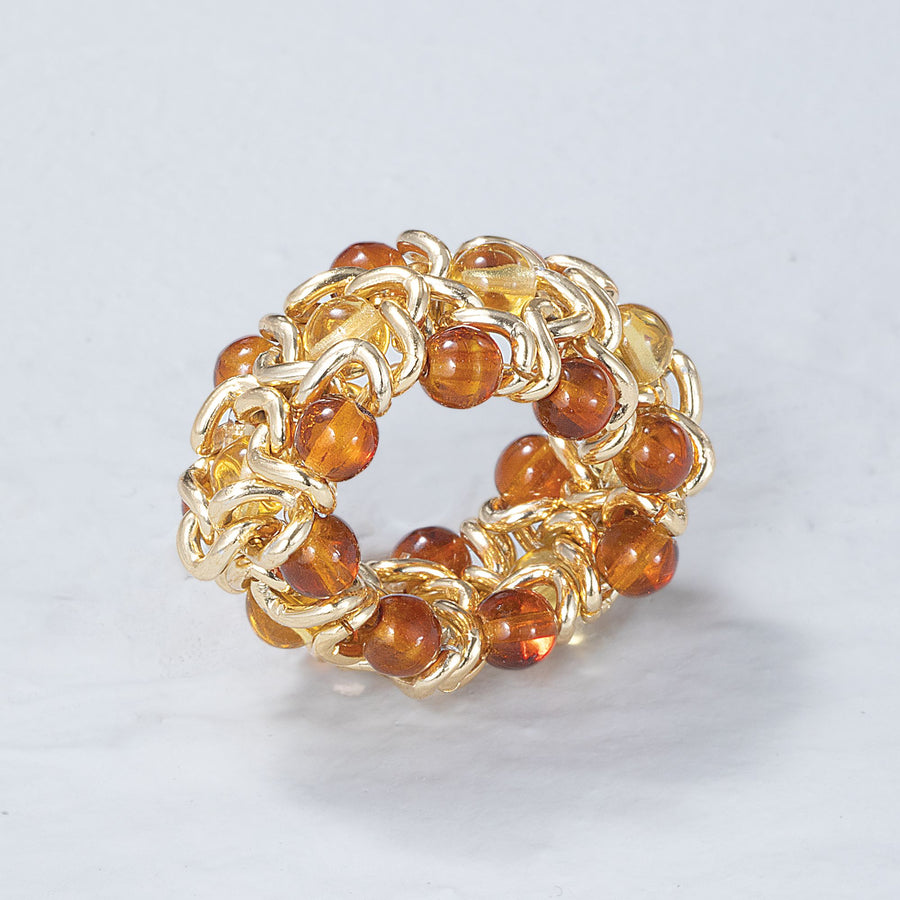 Murano Glass Golden Amber Ring