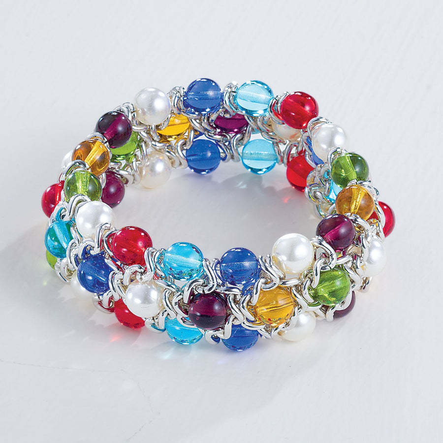 Murano Glass Colorful Orbs Stretch Bracelet