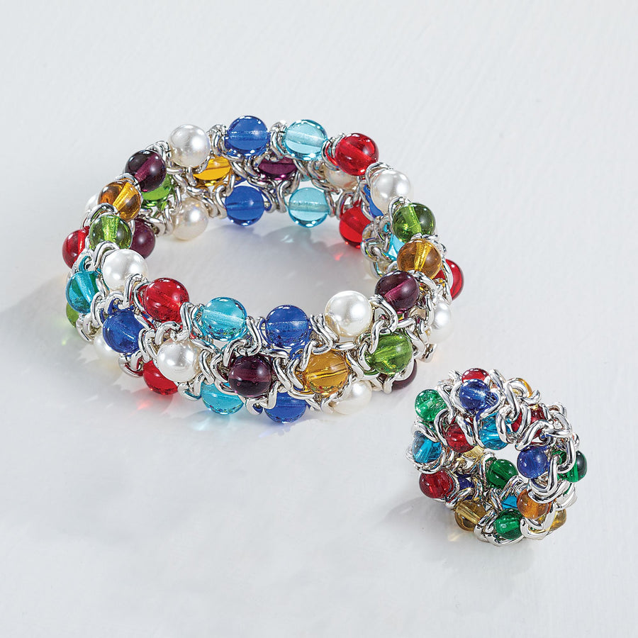 Murano Glass Colorful Orbs Stretch Bracelet