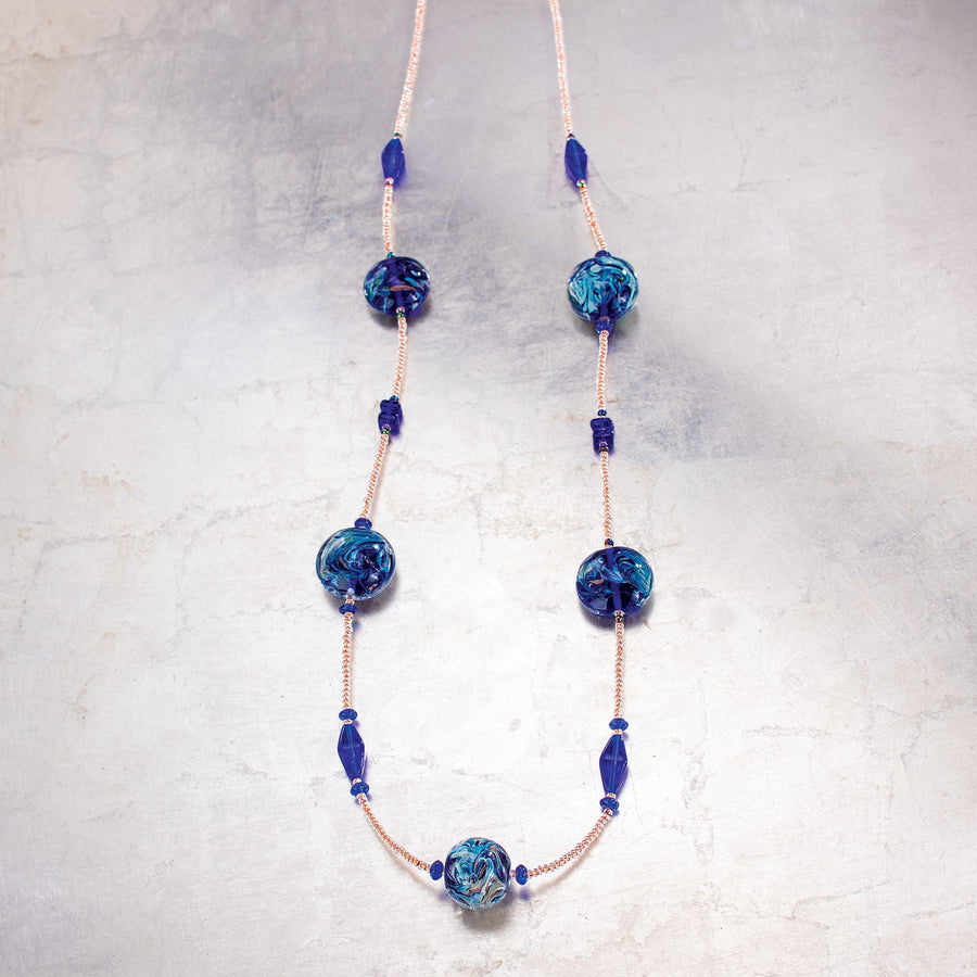 ''Venetian Blues'' Murano Glass Necklace