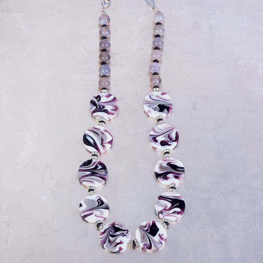 Murano Glass Marbleized Disc Necklace