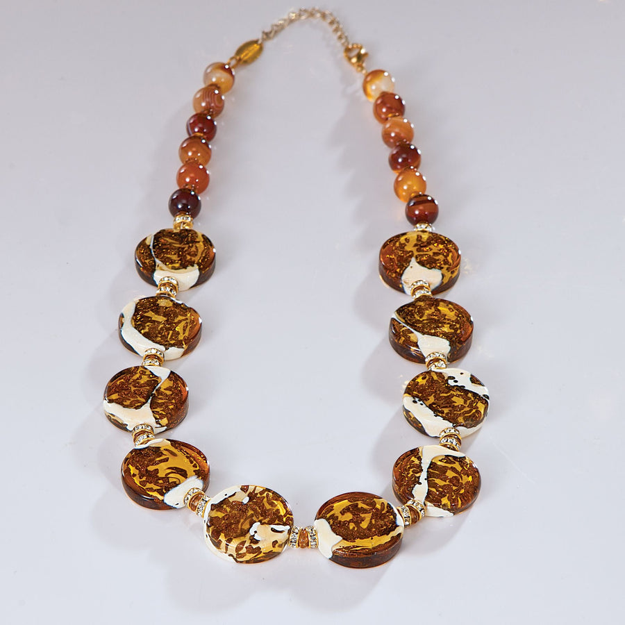 ''Cinnamon & Sugar'' Murano Glass Necklace