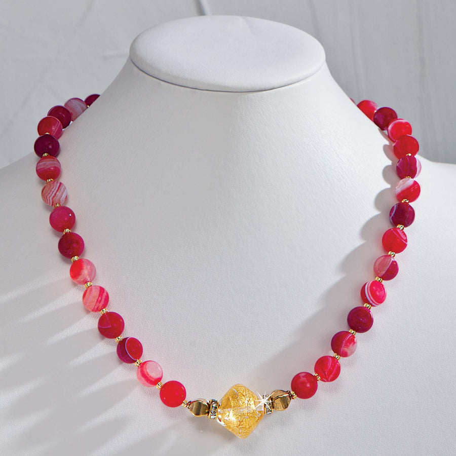 ''Golden Grace'' Red Murano Glass Necklace
