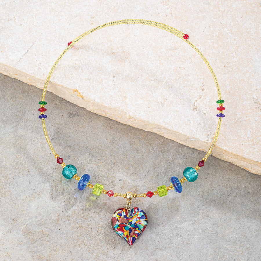 Colors Of The Heart Murano Glass Pendant Necklace
