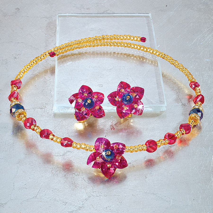 Murano Glass Floral Memory Wire Necklace