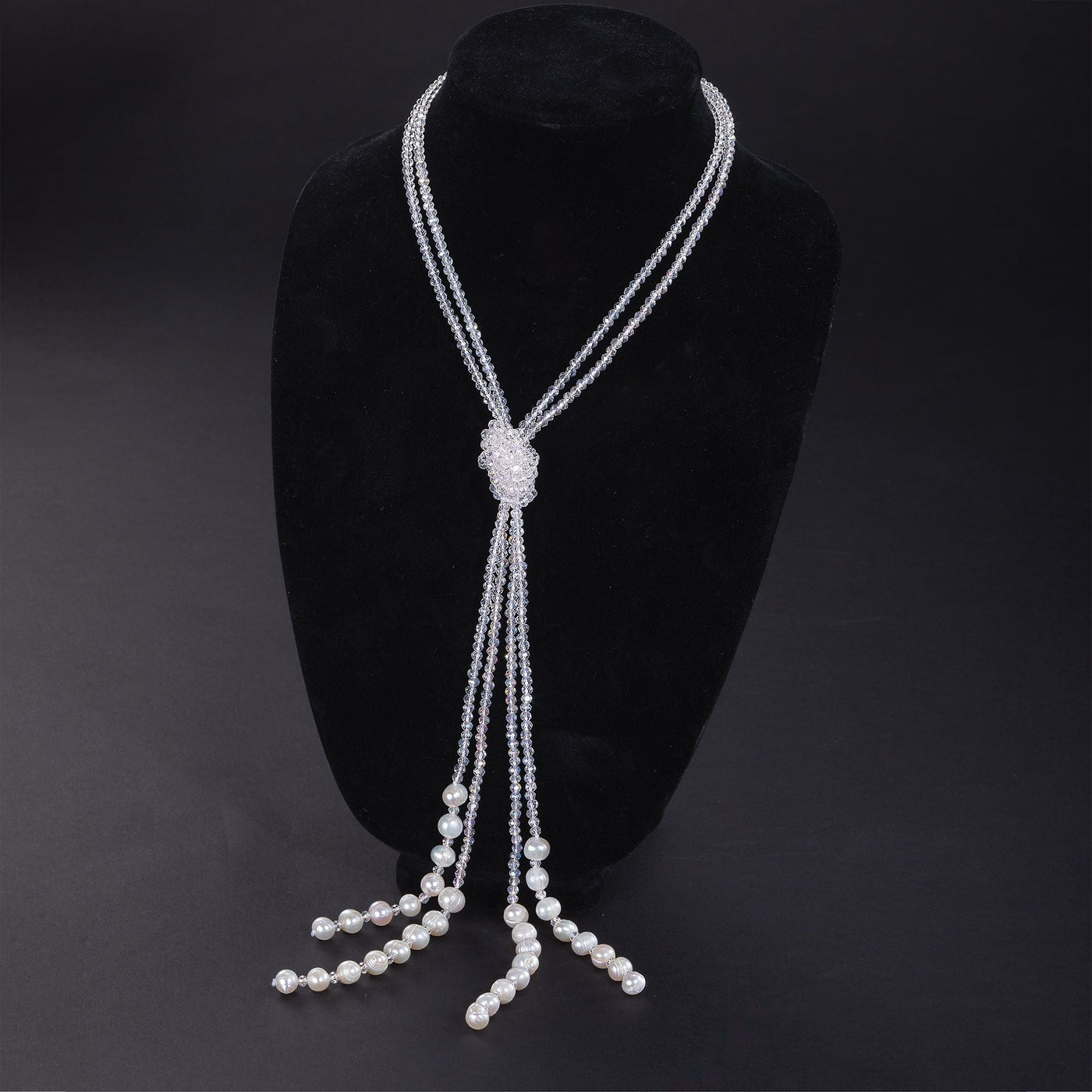 Lux And Lustre Crystal & Pearl Tassel Necklace