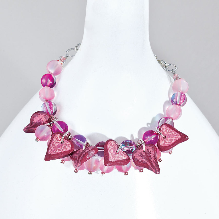 Becky's Hand-Sculpted Clay Hearts Charm Bracelet