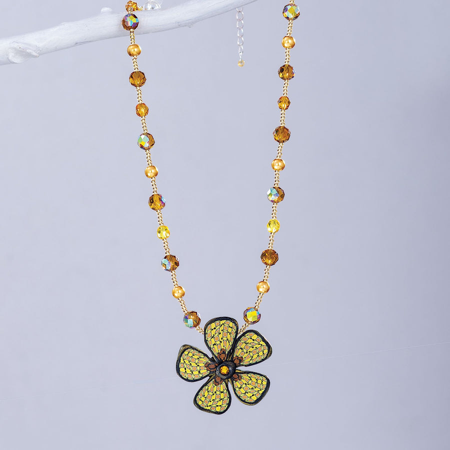 ''Yellow Honey'' Flower Necklace