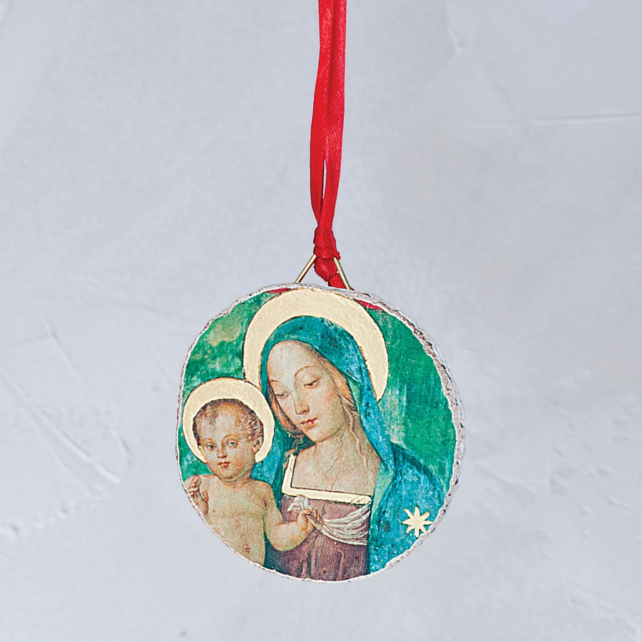 Hand-Painted ''Madonna & Child'' Fresco Ornament