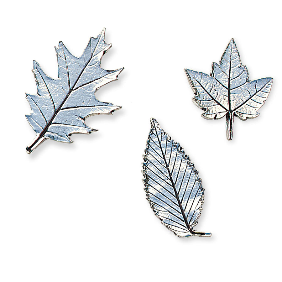 Pewter Leaf Magnets Set Of 3