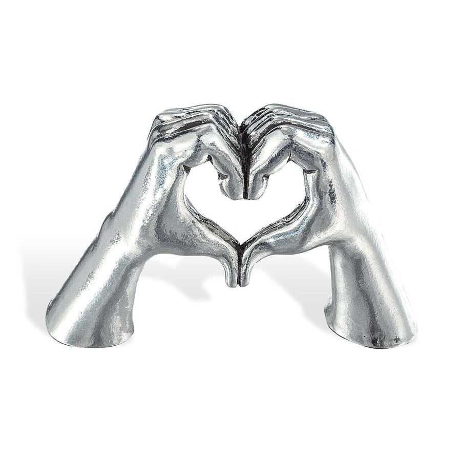 Pewter Hand Heart Sculpture