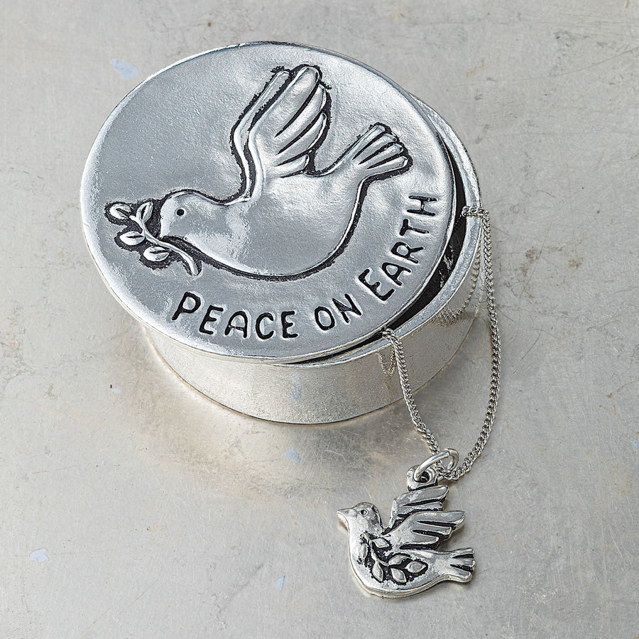 Pewter Peace On Earth Wish Box