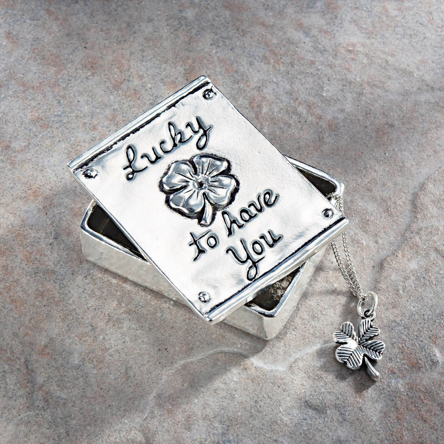 Pewter ''Lucky To Have You'' Wish Box