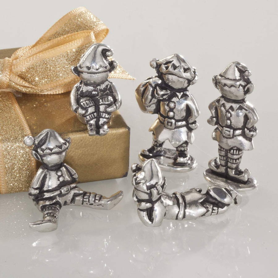 Pewter Holiday Elves Set of 5