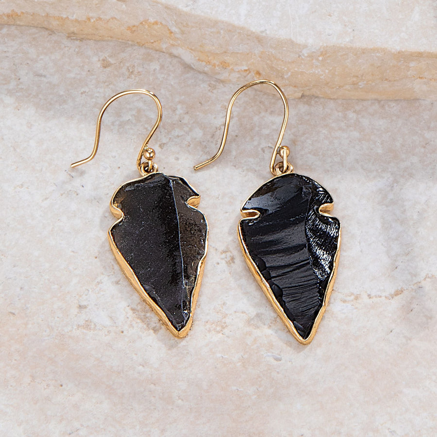 Obsidian Arrowhead Earrings