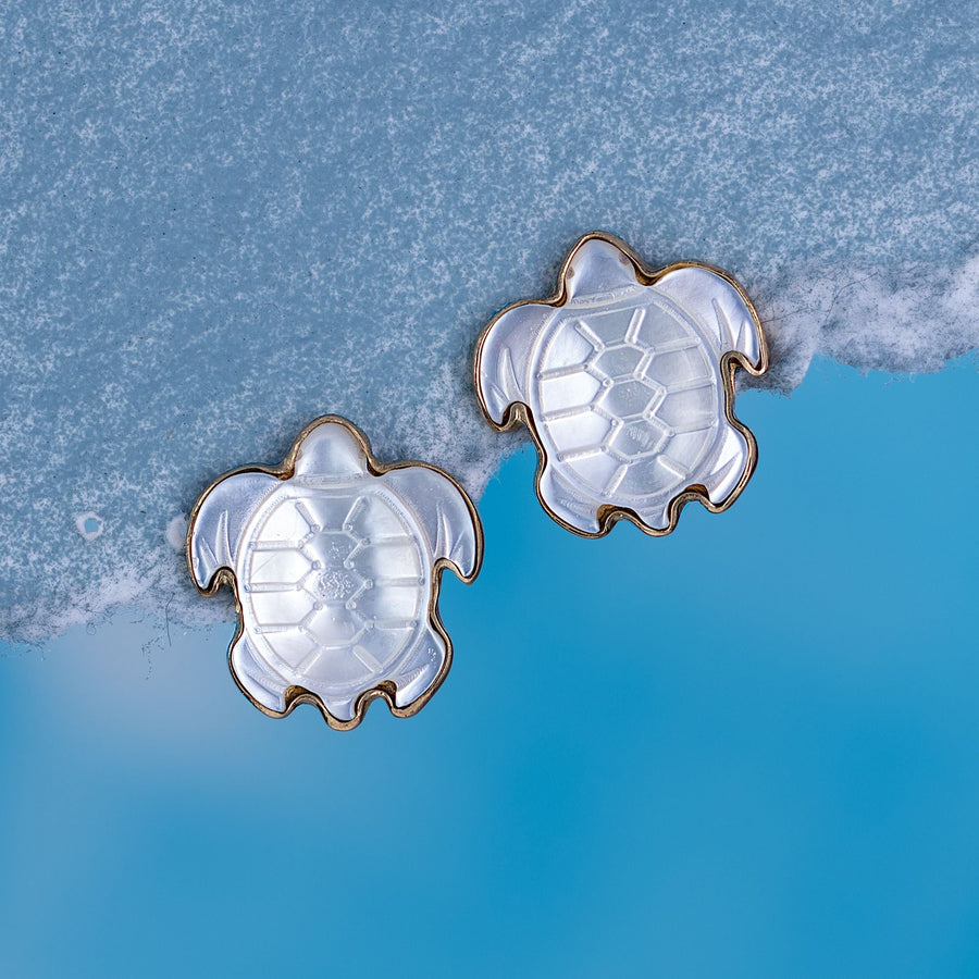 Mother-Of-Pearl Turtle Earrings