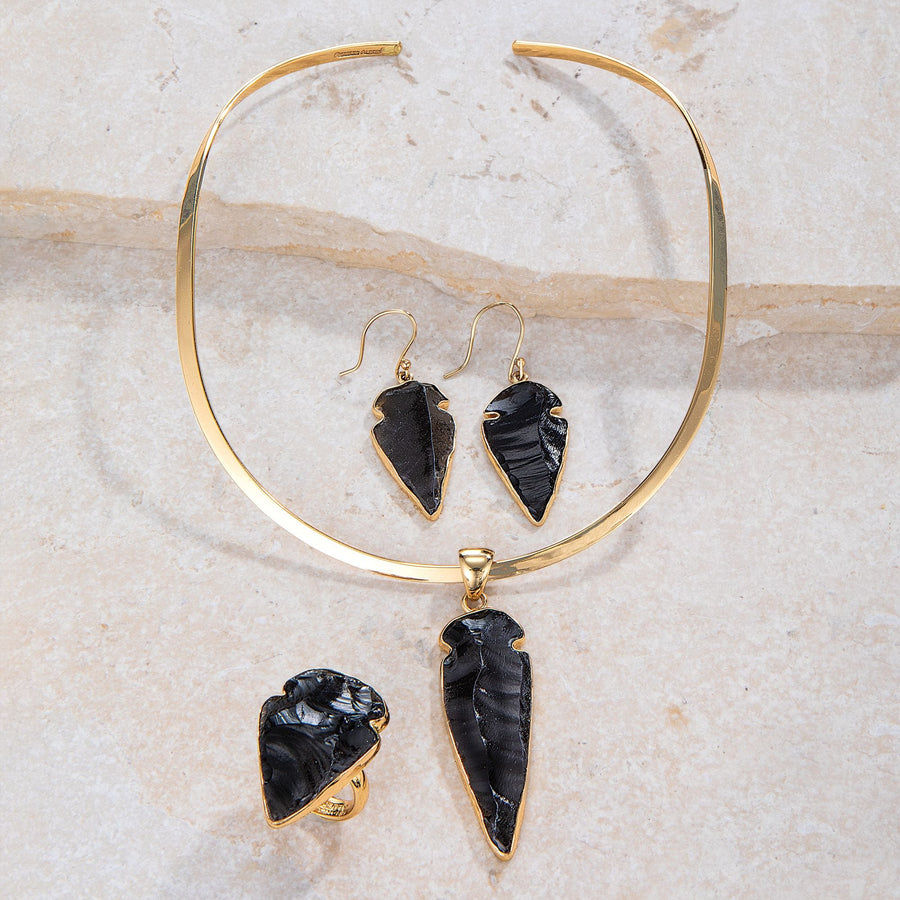 Obsidian Arrowhead Earrings